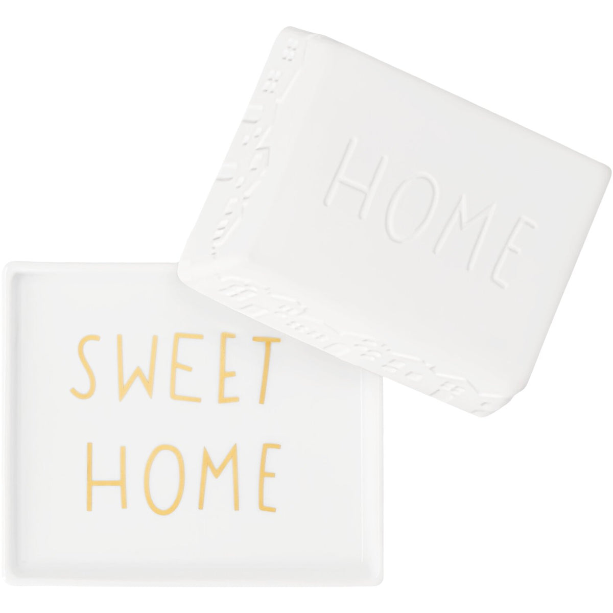 Butterdose "Home sweet home" - 11,2x9,5x5,5 cm (Weiß)