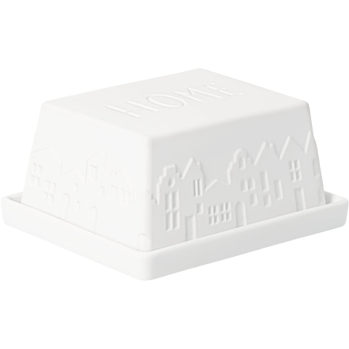 Butterdose "Home sweet home" - 11,2x9,5x5,5 cm (Weiß)
