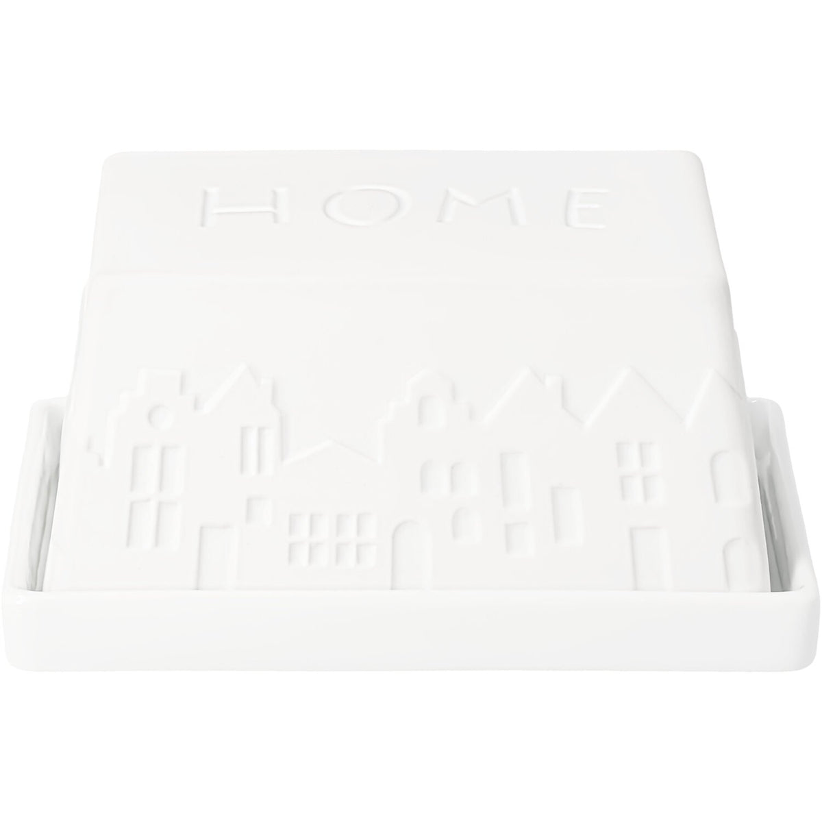 Butterdose "Home sweet home" - 11,2x9,5x5,5 cm (Weiß)