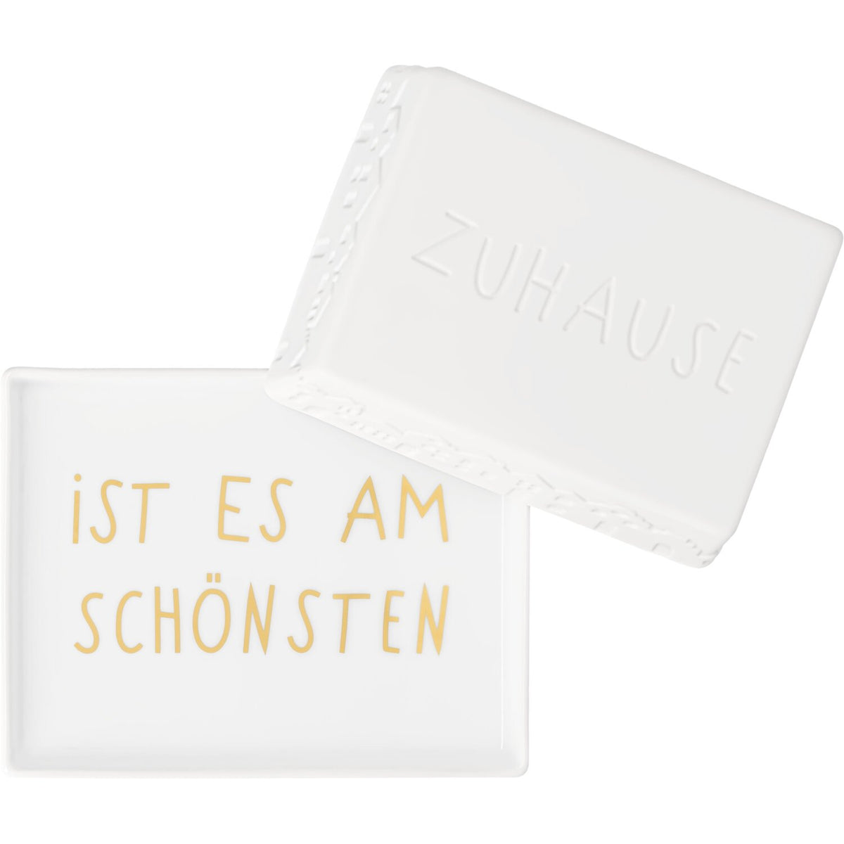 Butterdose "Zuhause ist es am Schönsten" - 14,6x11,5x5,5 cm (Weiß)