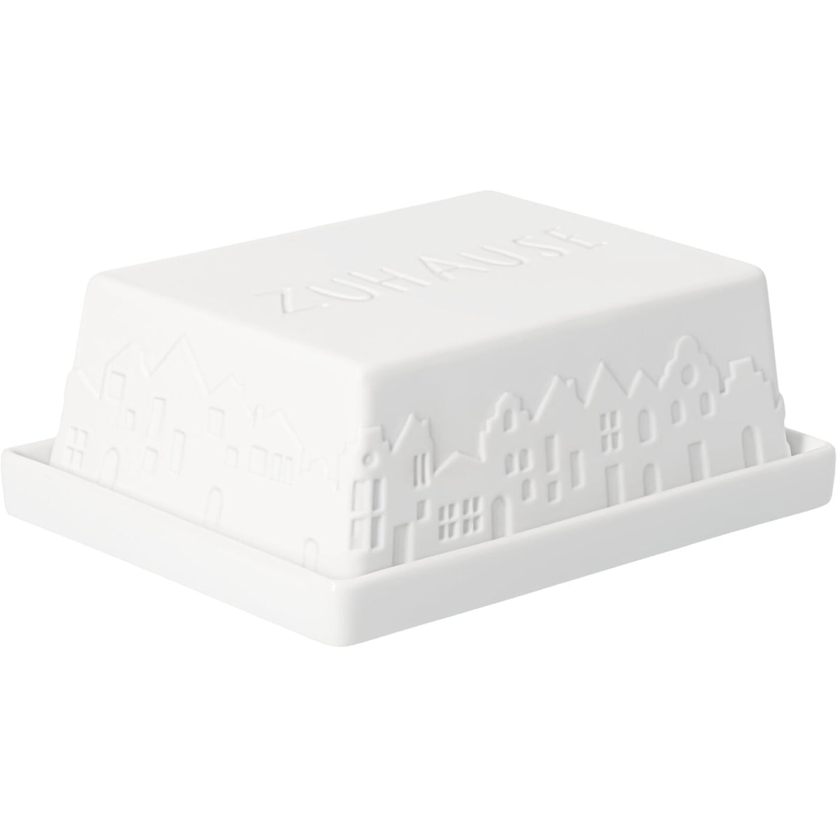 Butterdose "Zuhause ist es am Schönsten" - 14,6x11,5x5,5 cm (Weiß)