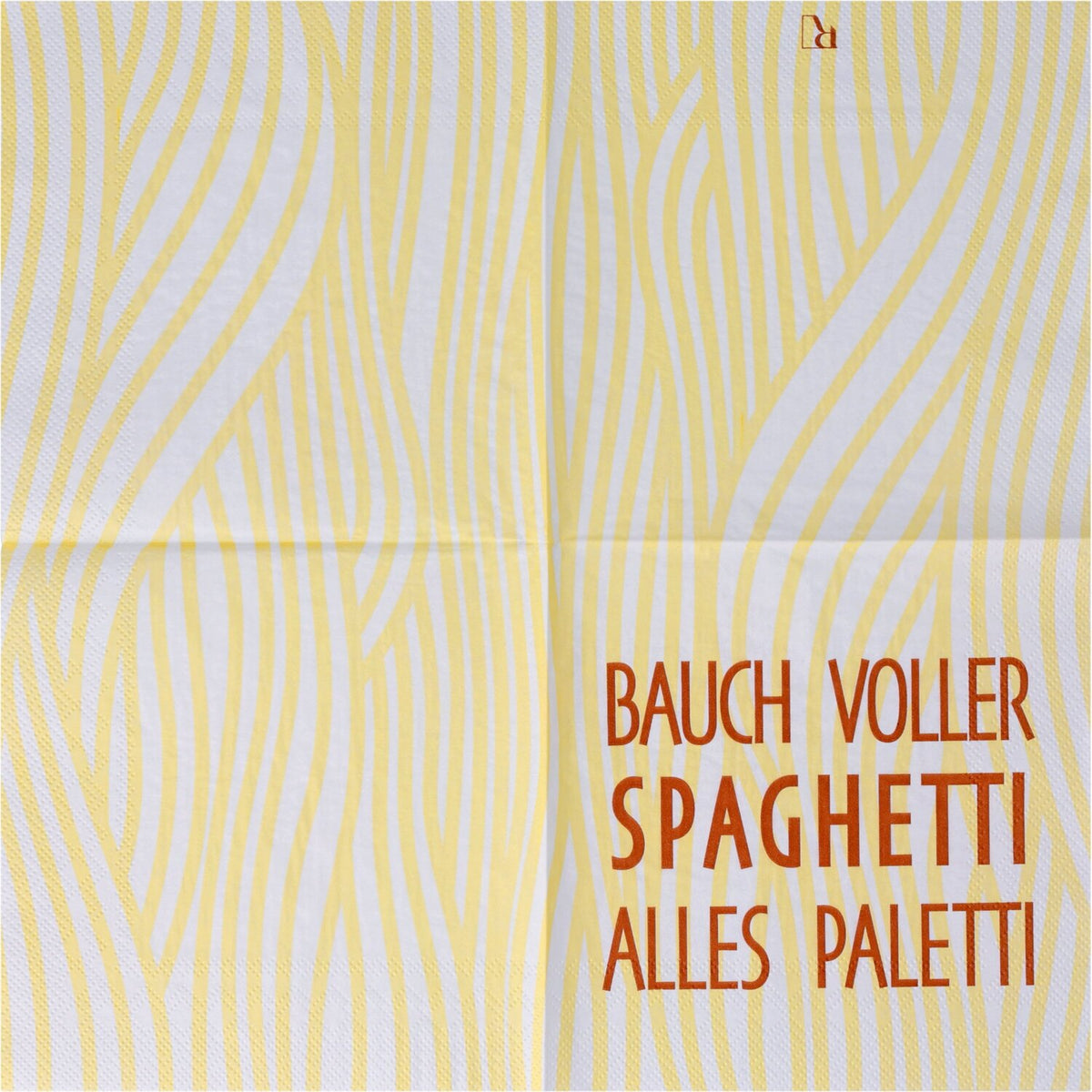 Papierserviette "Bauch voller Spaghetti alles.." - 33x33 cm (Gelb)