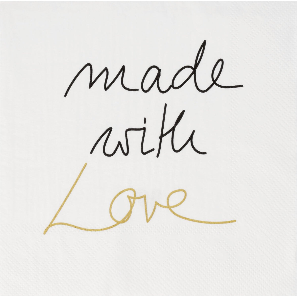 Papierserviette "Made with Love" - 33x33 cm (Weiß)