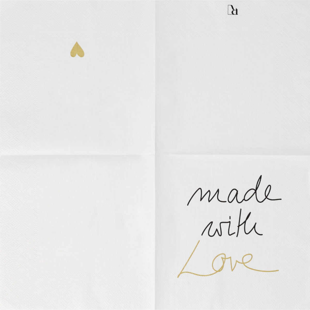 Papierserviette "Made with Love" - 33x33 cm (Weiß)