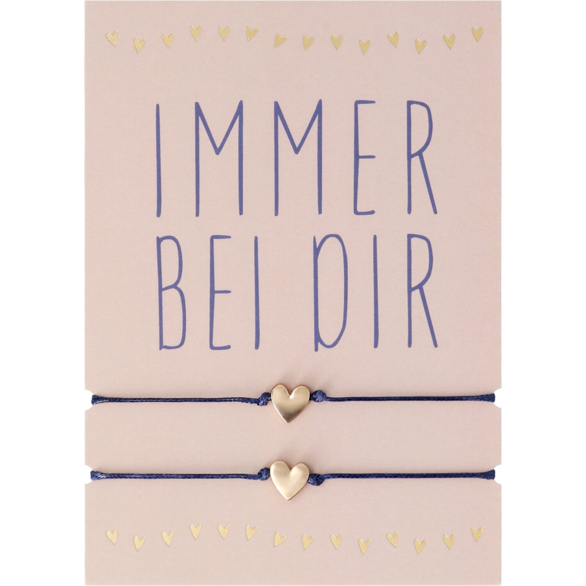 Armband "Immer bei dir" im 2er-Set - 12 cm (Gold/Blau)