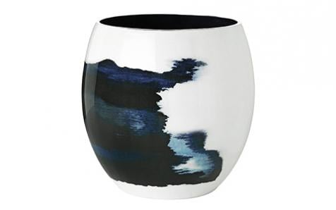 Vase Stockholm groß - 22,5 cm (Weiß/Blau)