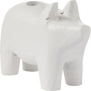 Kerzenhalter "UNIKA - Schwein" - 10x4x7 cm (Weiß)