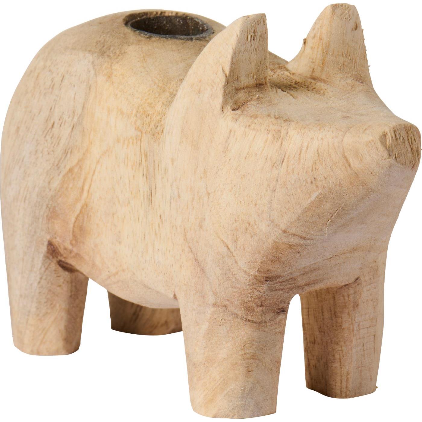 Kerzenhalter "UNIKA - Schwein" - 10x4x7 cm (Natur)