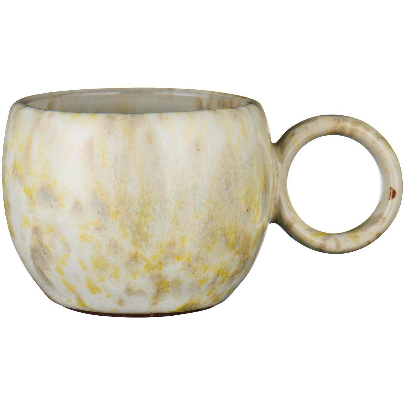 Tasse mit Henkel „Vallvik“ aus Keramik, beiges, gelblich marmoriertes Muster