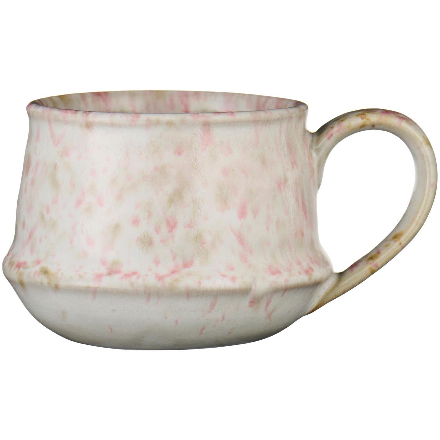 Tasse Kalmar aus Keramik, rosa mit braunem Muster, kurze Henkel