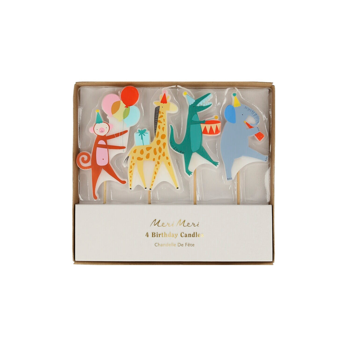 Kerzen "Animal Parade" im 4er-Set - 17,1x15,6x1,9 cm (Bunt)