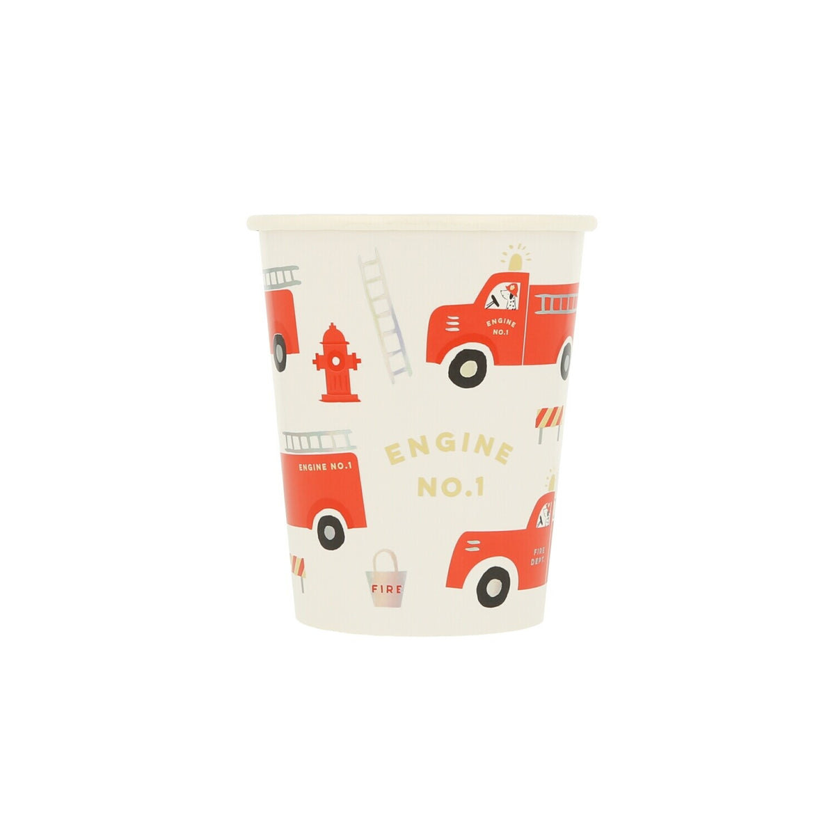 Pappbecher "Fire Truck" im 8er-Set - 256 ml (Rot)