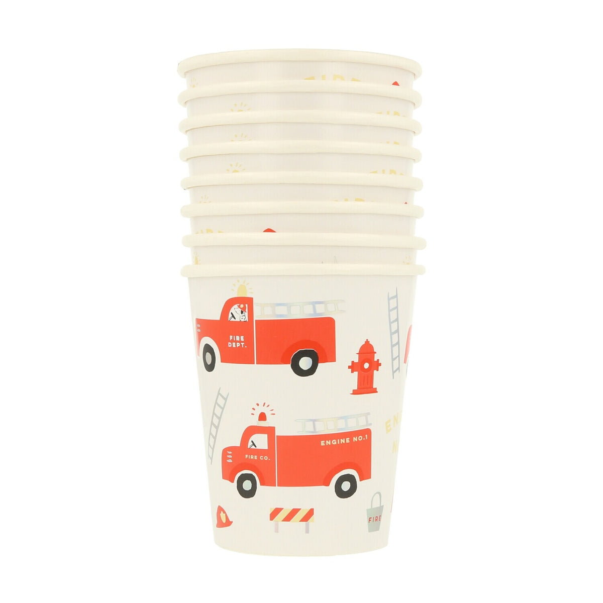 Pappbecher "Fire Truck" im 8er-Set - 256 ml (Rot)
