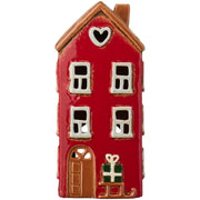 Haus für Teelicht "Stillenat - Schlitten bei der Tür" - 9x8,3x20,3 cm (Rot)