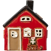 Haus für Teelicht "Stillenat - Schlitten mit Weihnachtsgeschenken" - 9,2x7,5x10,5 cm (Rot)