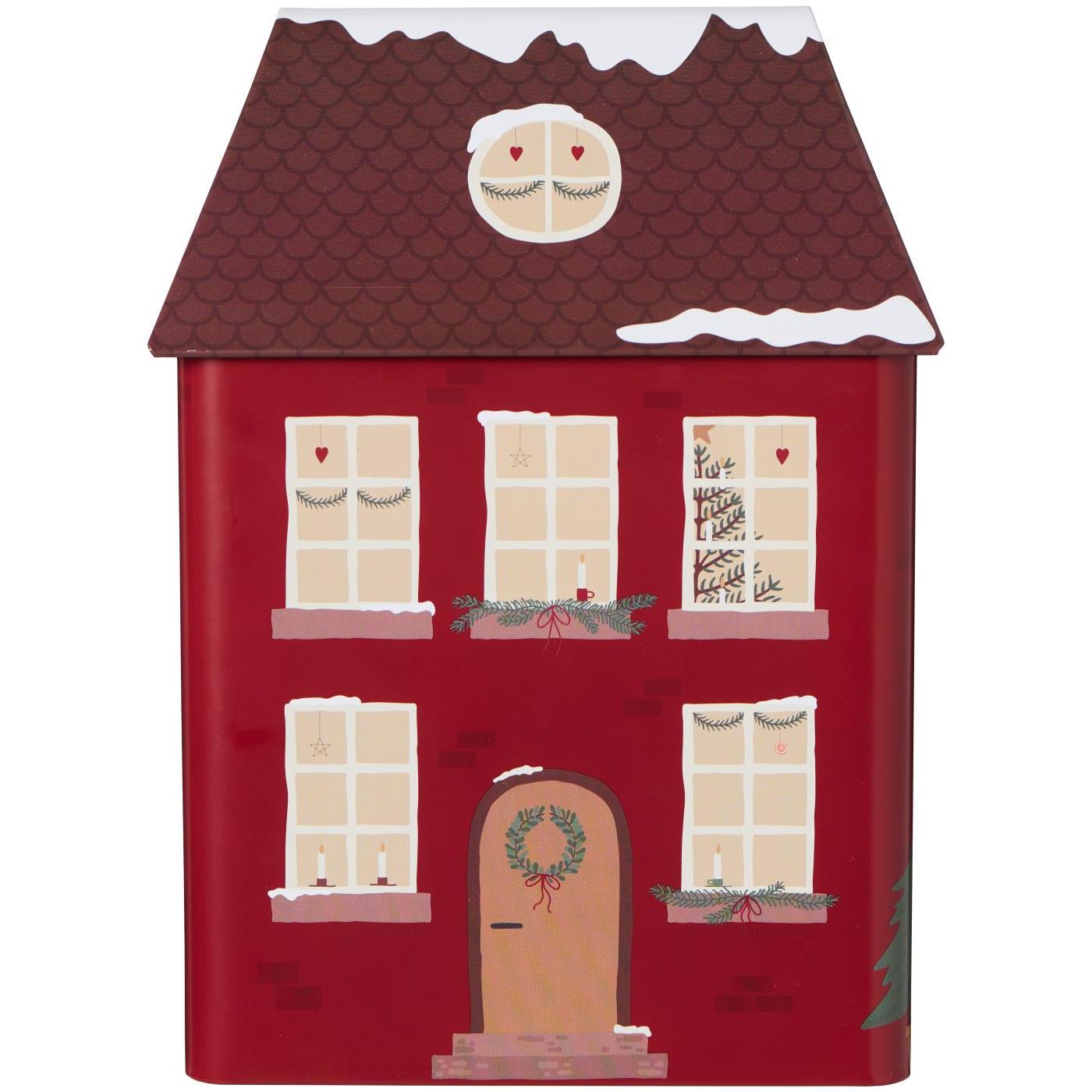 Hausdose "Weihnachtshaus" - 10x9,7x25 cm (Rot)
