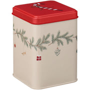 Eckige Dose mit Weihnachtsgirlande "My Nostalgic Christmas" - 8,7x8,7x12 cm (Rot/Creme)