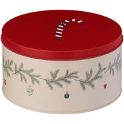 Runde Dose mit Weihnachtsgirlande "My Nostalgic Christmas" - 16,8x9 cm (Rot/Natur)