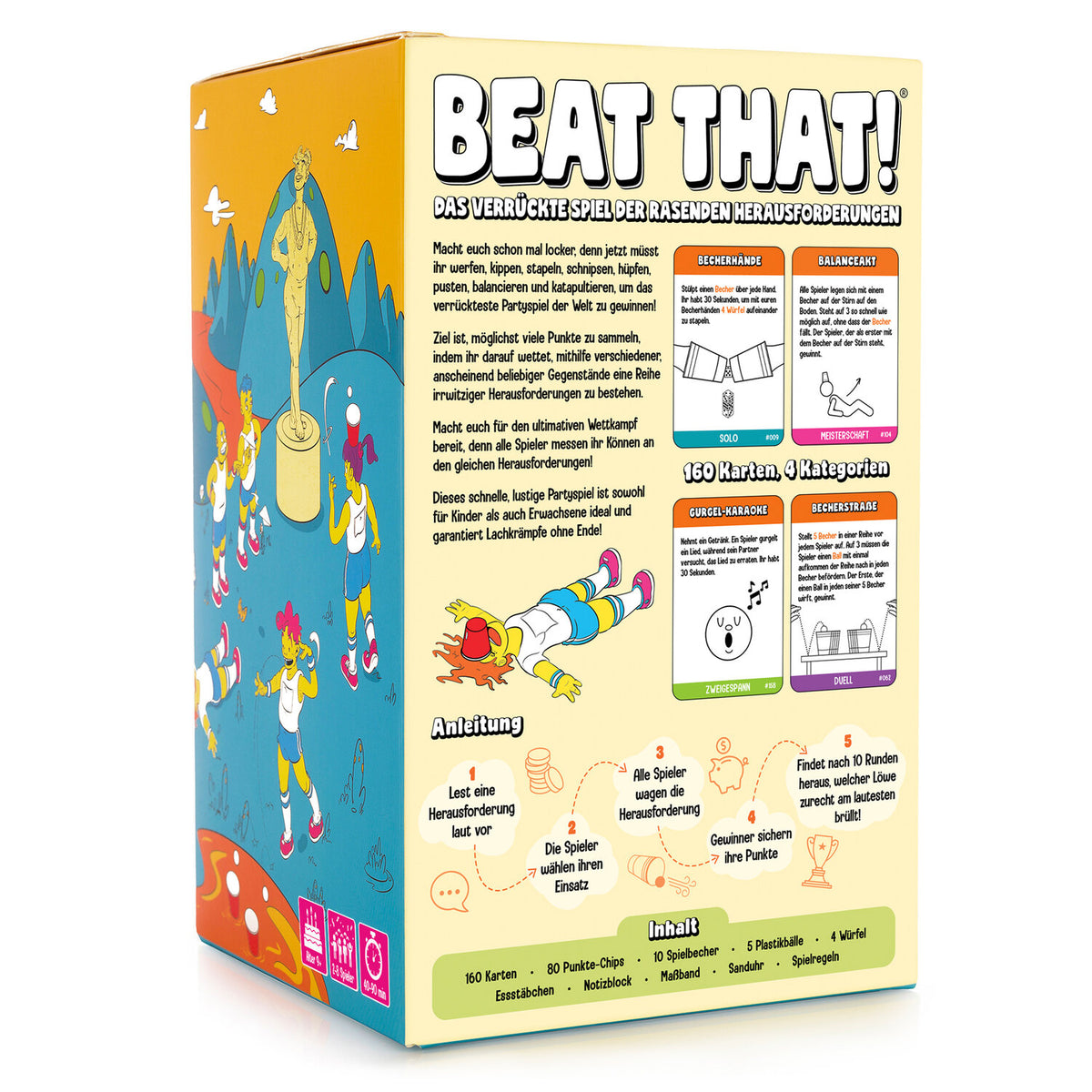 Gesellschaftsspiel-Box mit farbiger Illustration und Titelgrafik