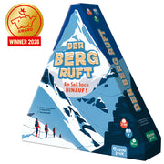 Bergspiel „Der Berg ruft“ – dreieckige Verpackung mit Berggrafik und Figuren