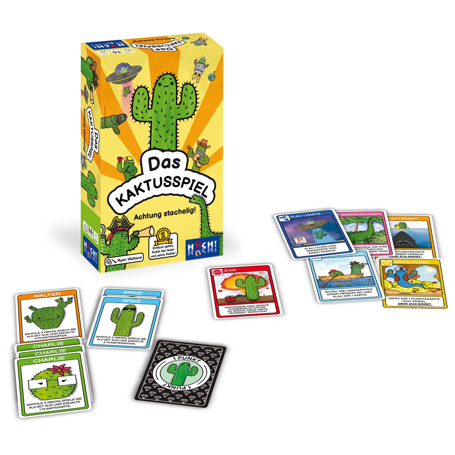 Spielbox und Karten-Set mit Kaktusmotiven
