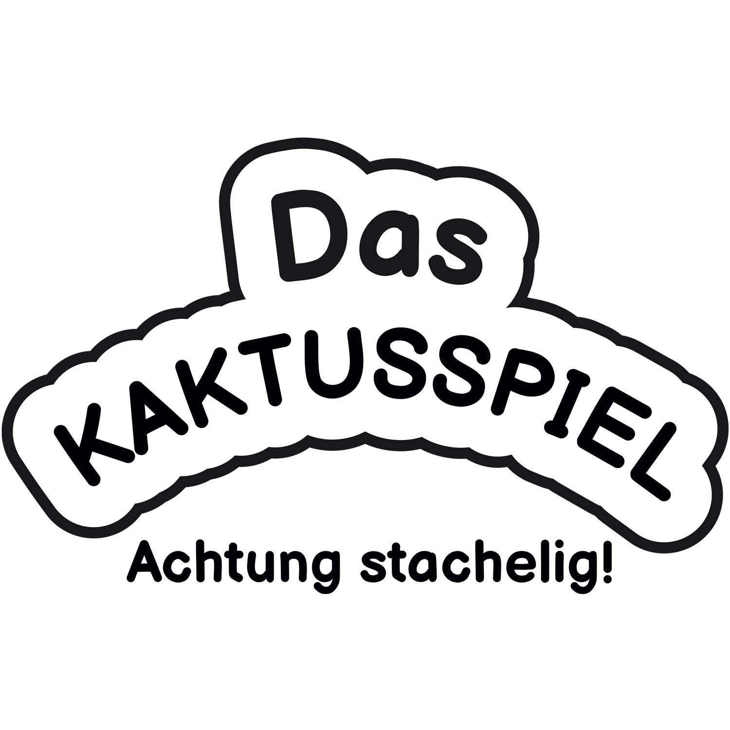 Spiel-Logo „Das KAKTUSSPIEL“ mit Schriftzug „Achtung stachelig!“