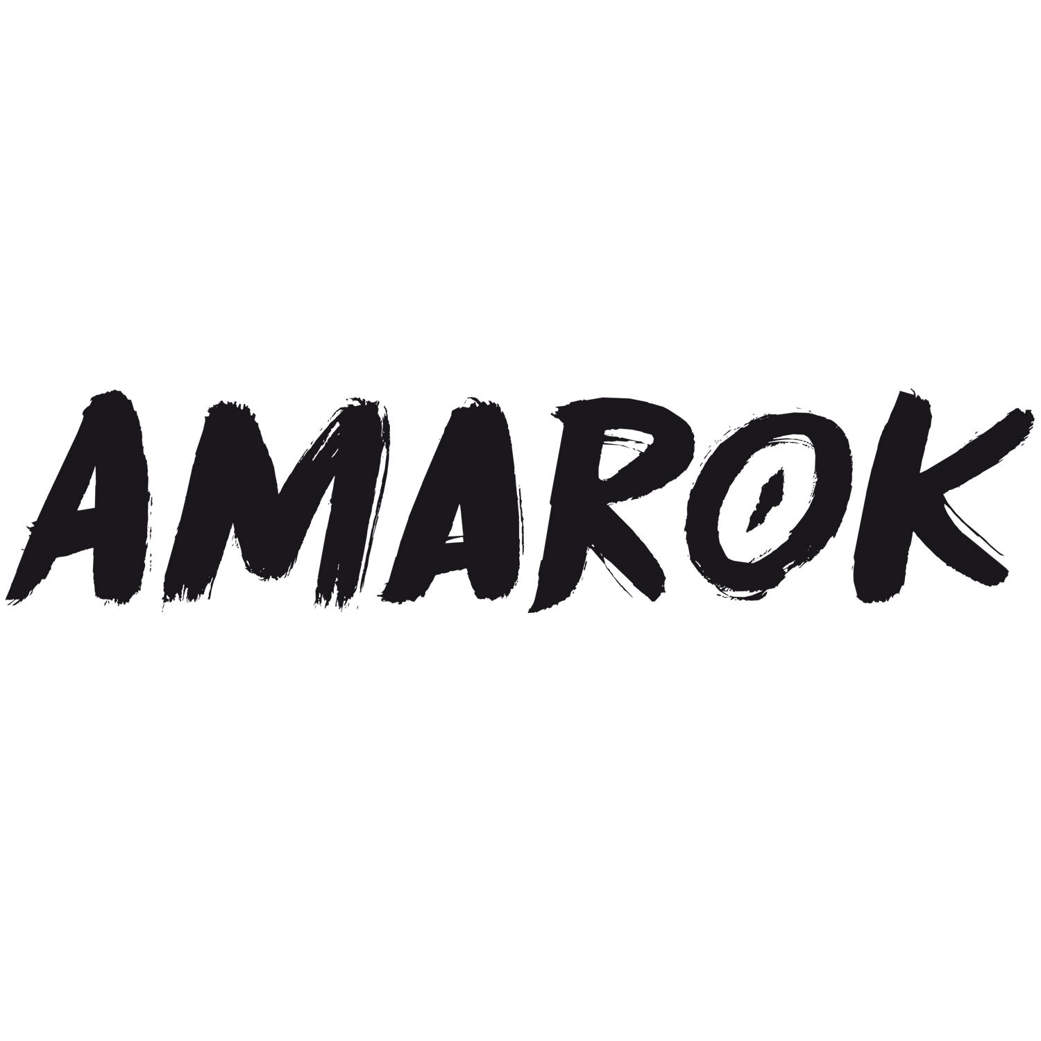 Brettspiel-Logo Amarok mit großer „AMAROK“-Schrift auf weißem Hintergrund