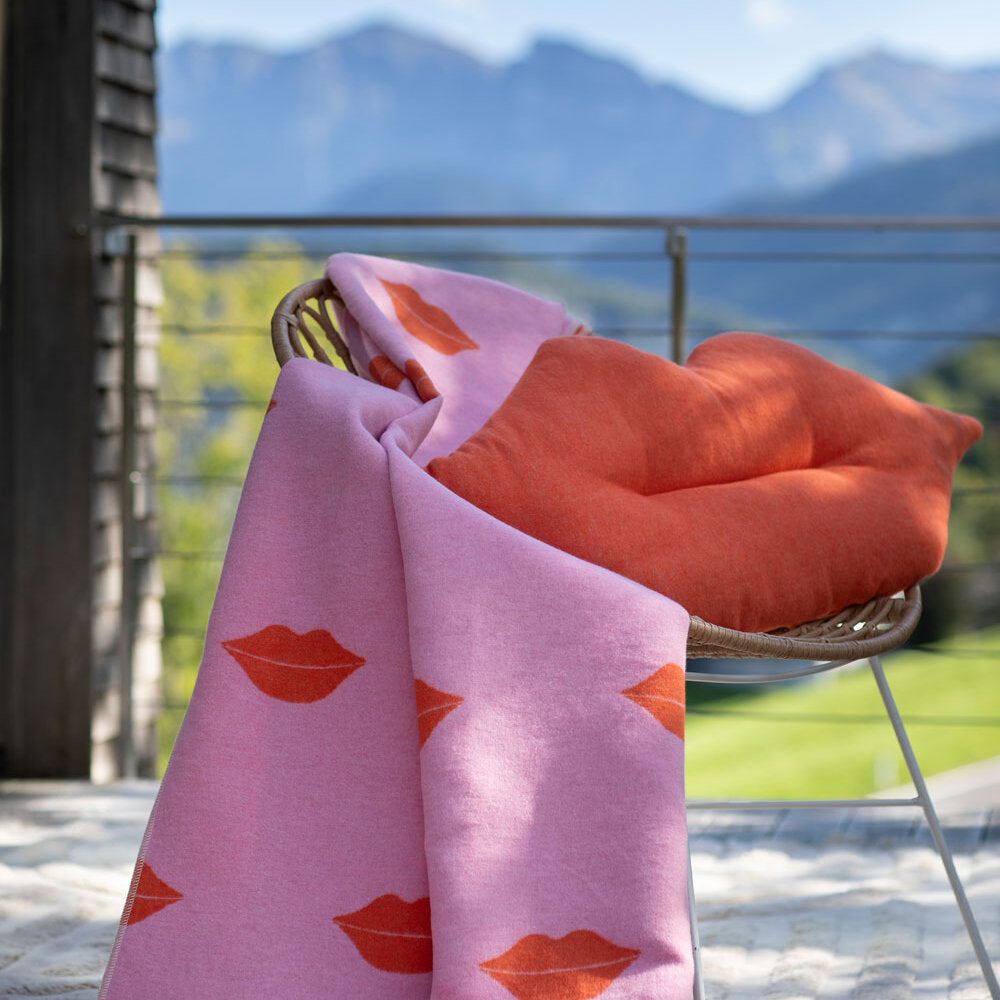 Flanelldecke "SILVRETTA - Red Lips" - 200x140 cm (Rosa)