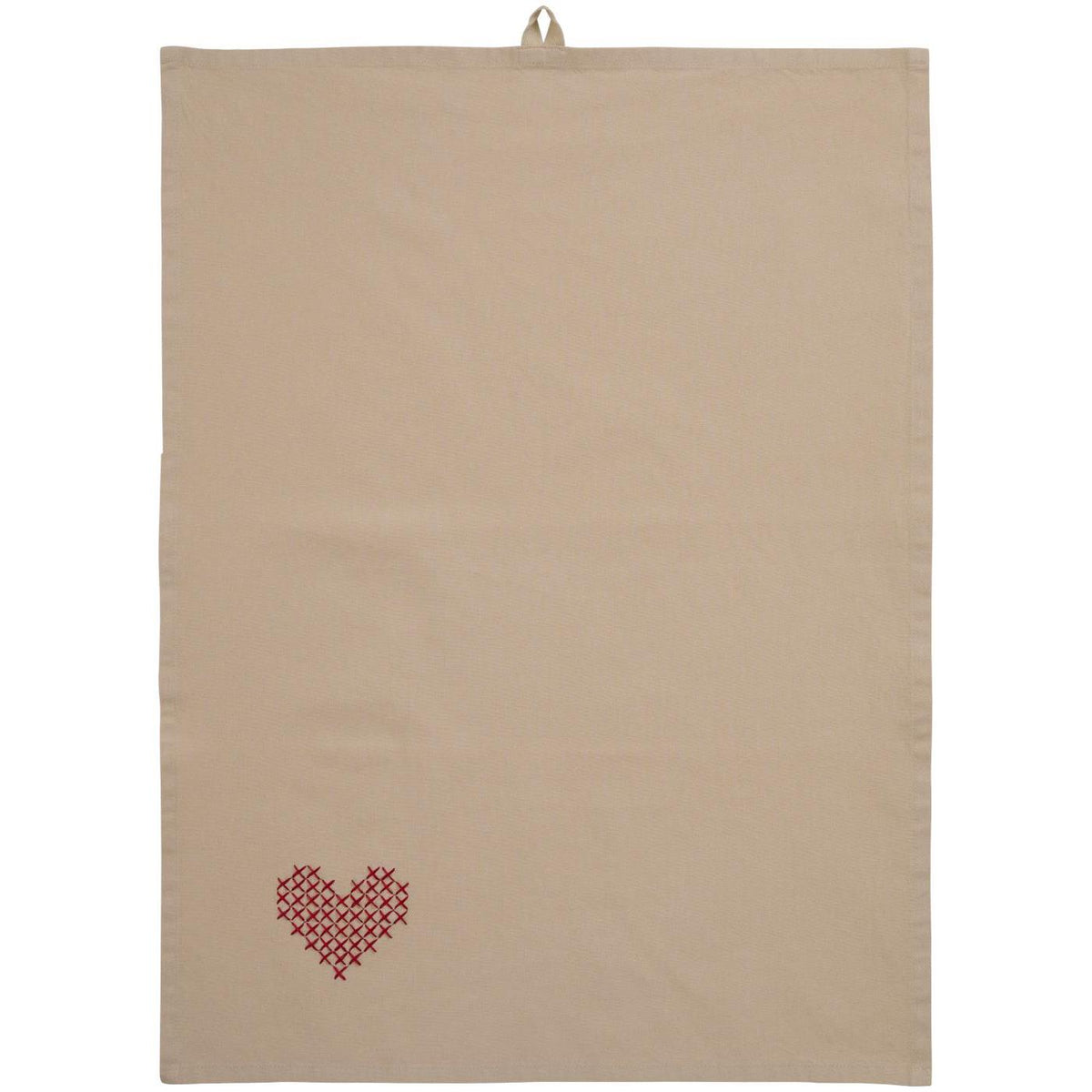 Geschirrtuch "Tradition - Herz" - 70x50 cm (Rot/Leinenfarbig)