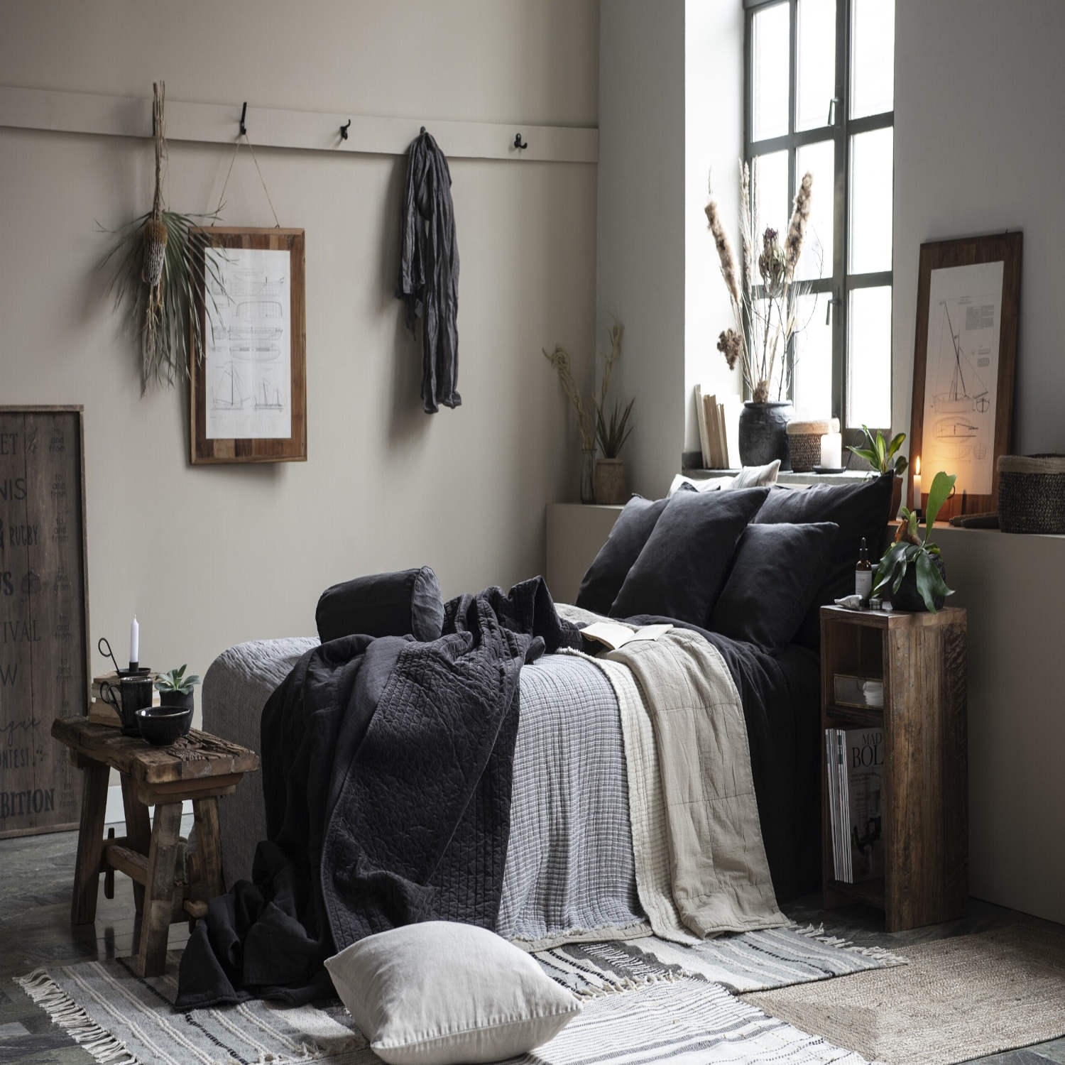 Teppich gestreift - 120x180 cm (Natur/Schwarz) Ib Laursen