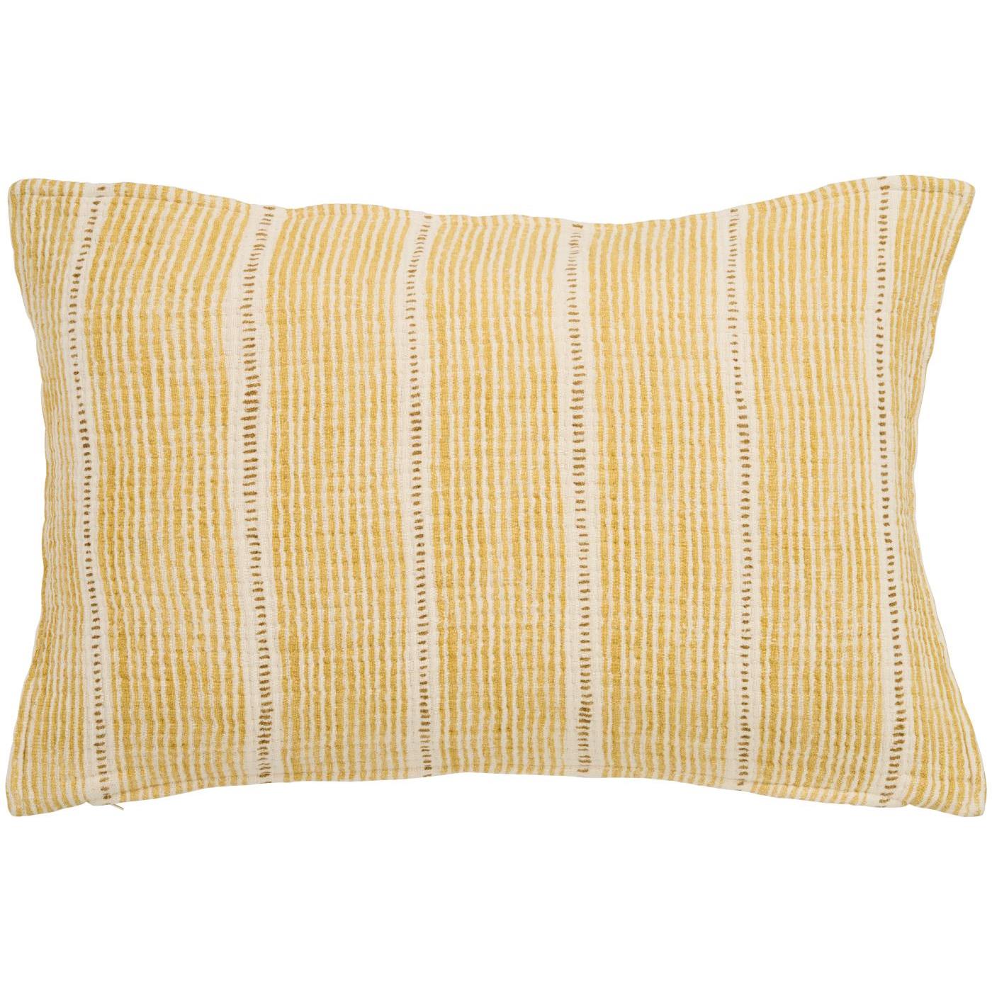Kissenbezug "Streifen" - 60x40 cm (Offwhite/Mustard)