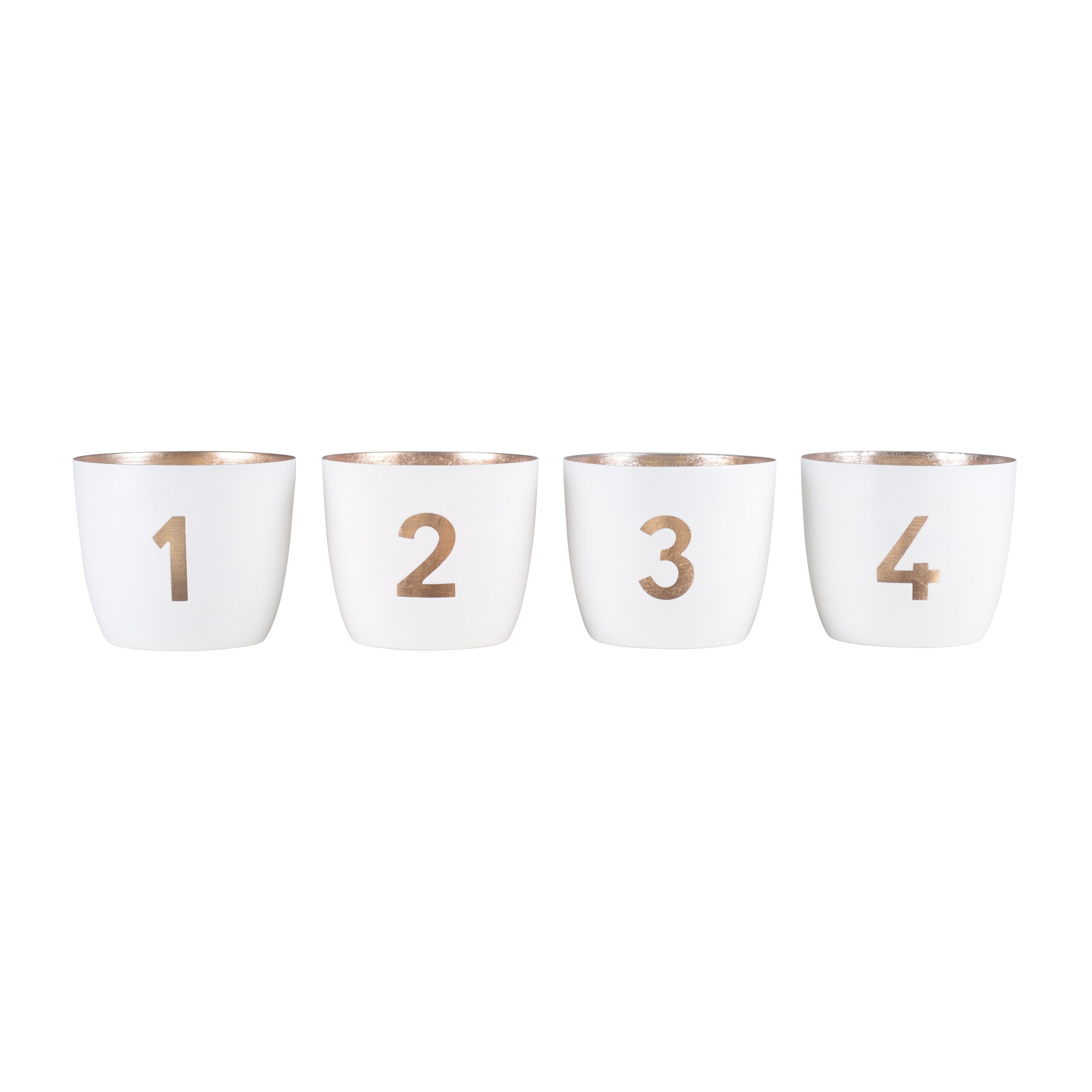 Windlicht "Madras Festive" - 4er Set - 10x8,5 cm (Weiß/Gold)