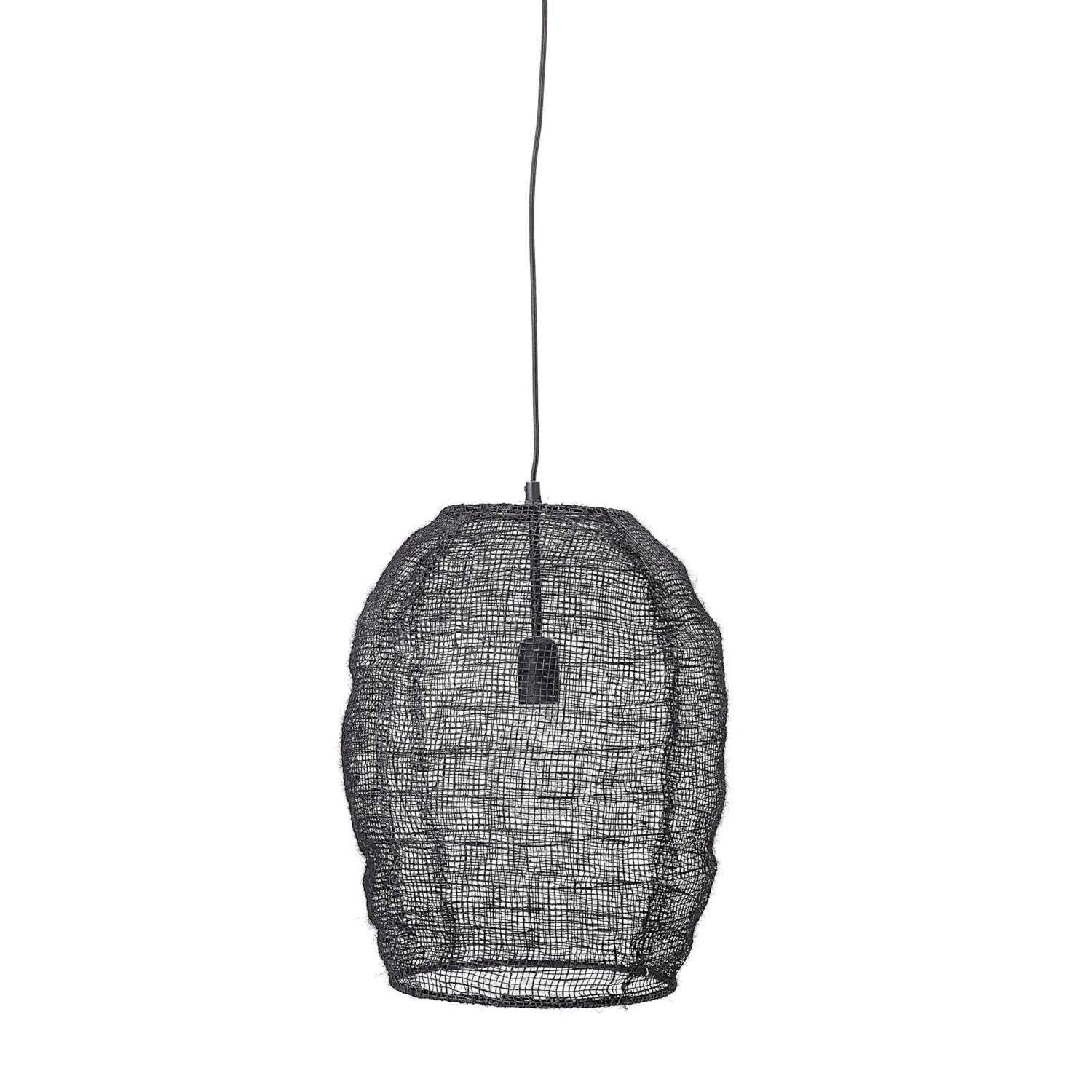 Pendelleuchte mit rundem Drahtgeflecht-Schirm, schwarzes Kabel und Anschlussmodul