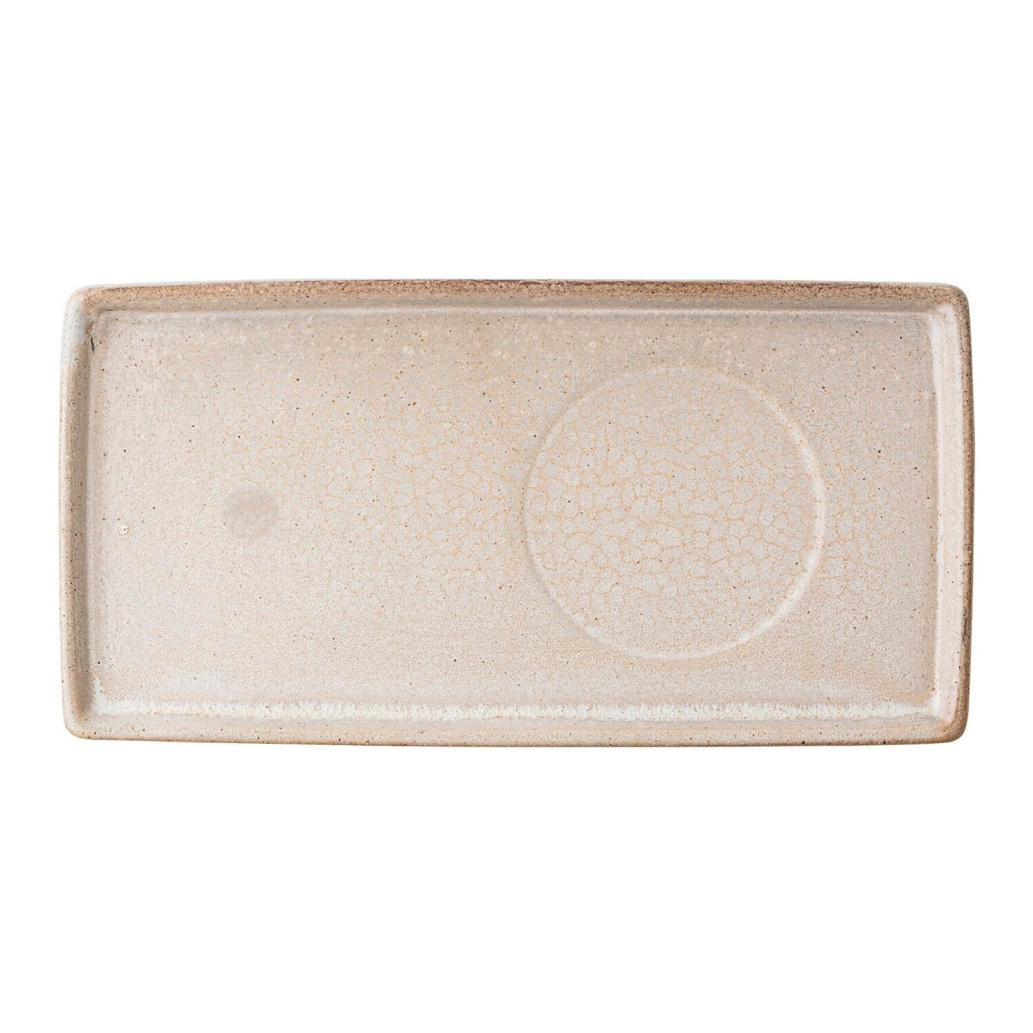 Rechteckiger Servierteller Columbine, 26x13 cm, braun-hell mit Kreisrelief