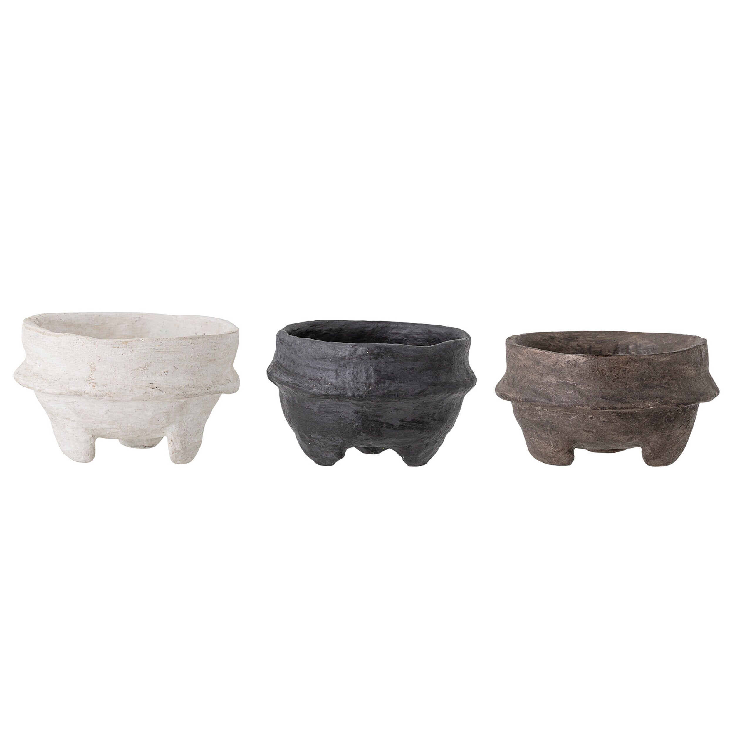 Deko-Schalen-Set (3) aus Steinoptik: weiß, dunkelgrau und braun-grau, ca. 15x10 cm