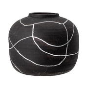 Vase rund "Niza" - 20x16,5 cm (Schwarz/Weiß)