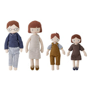 Stoffpuppen-Set mit vier Figuren, verschiedene Outfits und Frisuren