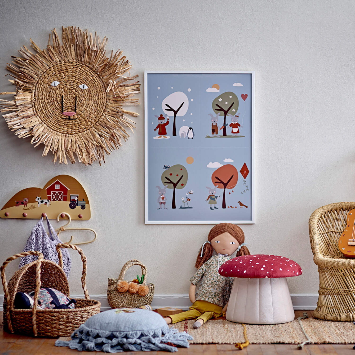 Kinder-Wandgarderobe "Billy - Bauernhof" - 42x6x21 cm (Bunt)