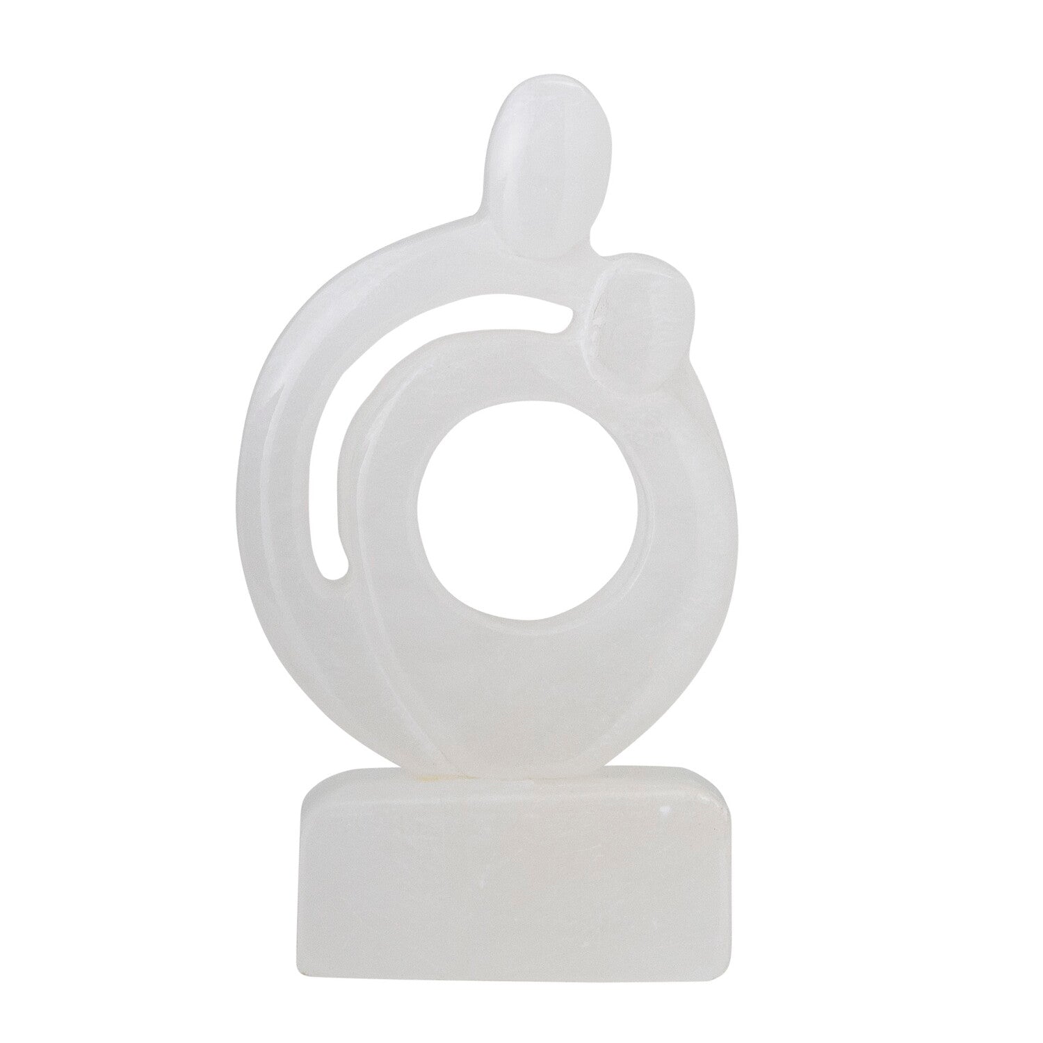 Deko-Skulptur „Cise“ weiß, abstrakte Kreisform mit Figur und Sockel