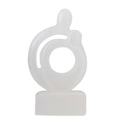 Deko-Skulptur „Cise“ weiß, abstrakte Kreisform mit Figur und Sockel