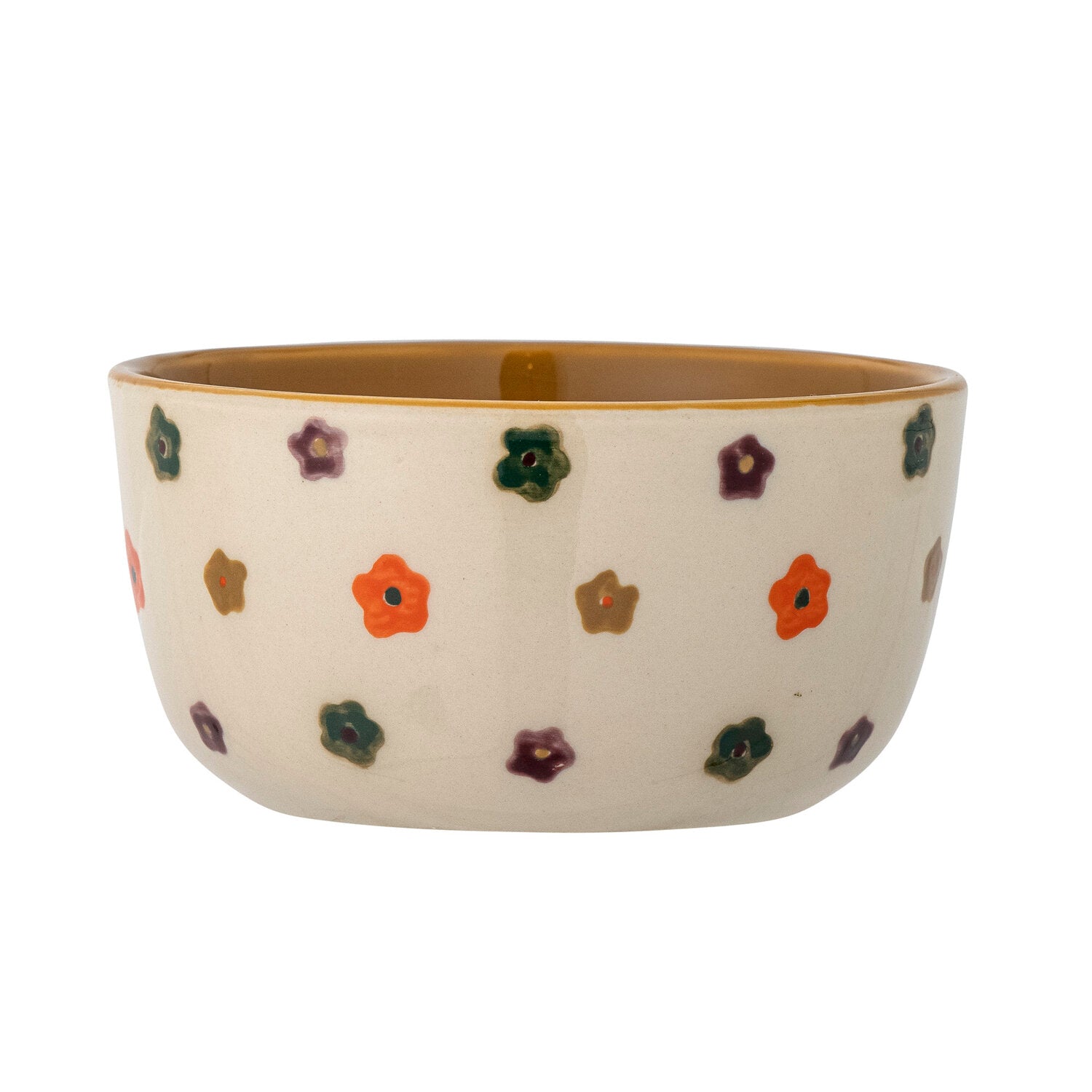 Schale Addy, weiße Keramikschale mit buntem Blumenmuster
