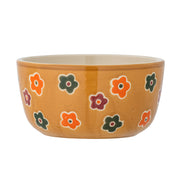 Braune Schale mit bunten Blümchen-Design, glatter Innenfläche (12×6 cm)