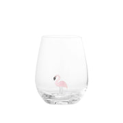 Klares Trinkglas mit Flamingo-Aufkleber, Motiv Misa, ca. 9x12 cm