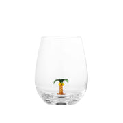 Trinkglas aus klarem Glas mit Palmendekor, Größe 9x12 cm
