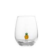 Klares Trinkglas mit Ananas-Motiv am Glasboden, 9x12 cm