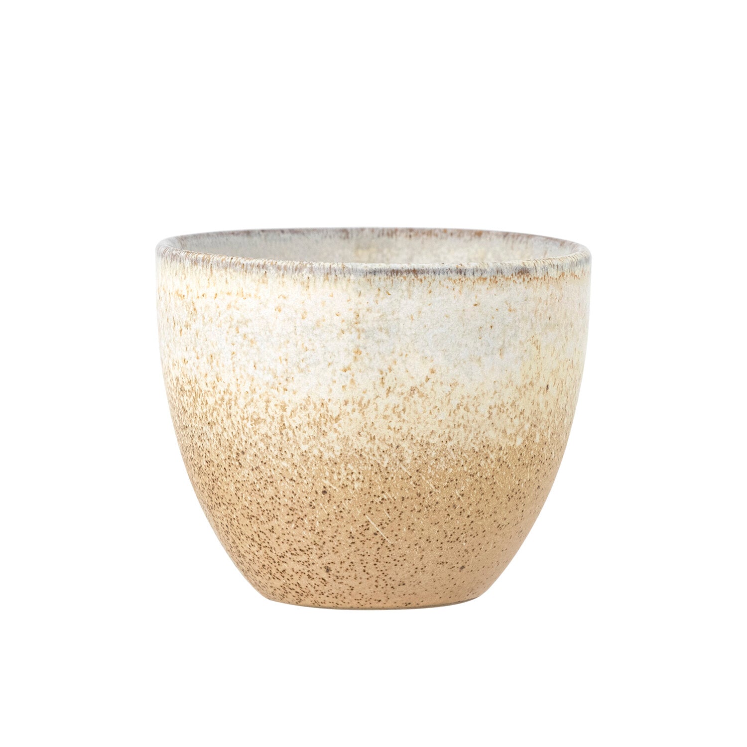 Keramikbecher naturfarben gesprenkelt, 7×8 cm, mit Henkel