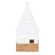 Lichtobjekt "Lebkuchenhaus Herz" (Weiß/Braun)