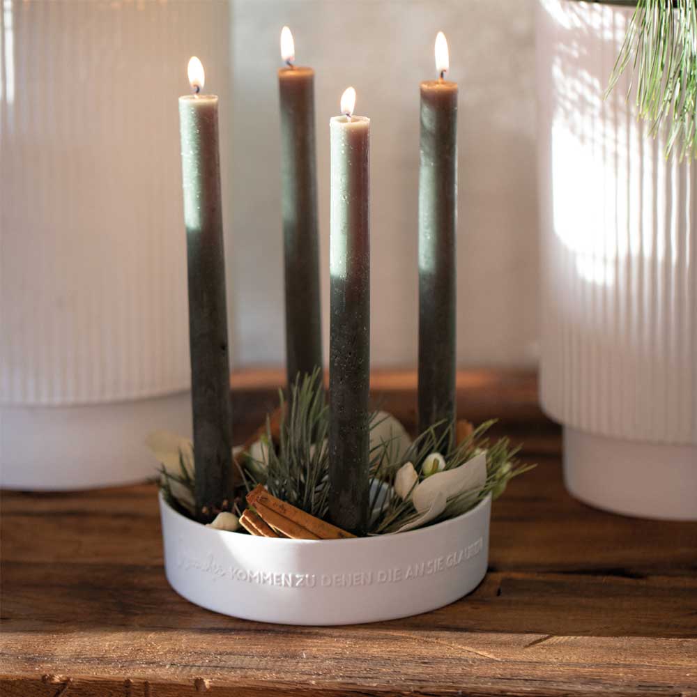 Porzellankranz "Wunder" für 4 Stabkerzen - 18,5 cm (Weiß)