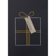 Weihnachtskarte gestickt "Schöne Bescherung" - 11,8x16,6 cm (Schwarz/Weiß/Gold) räder Design