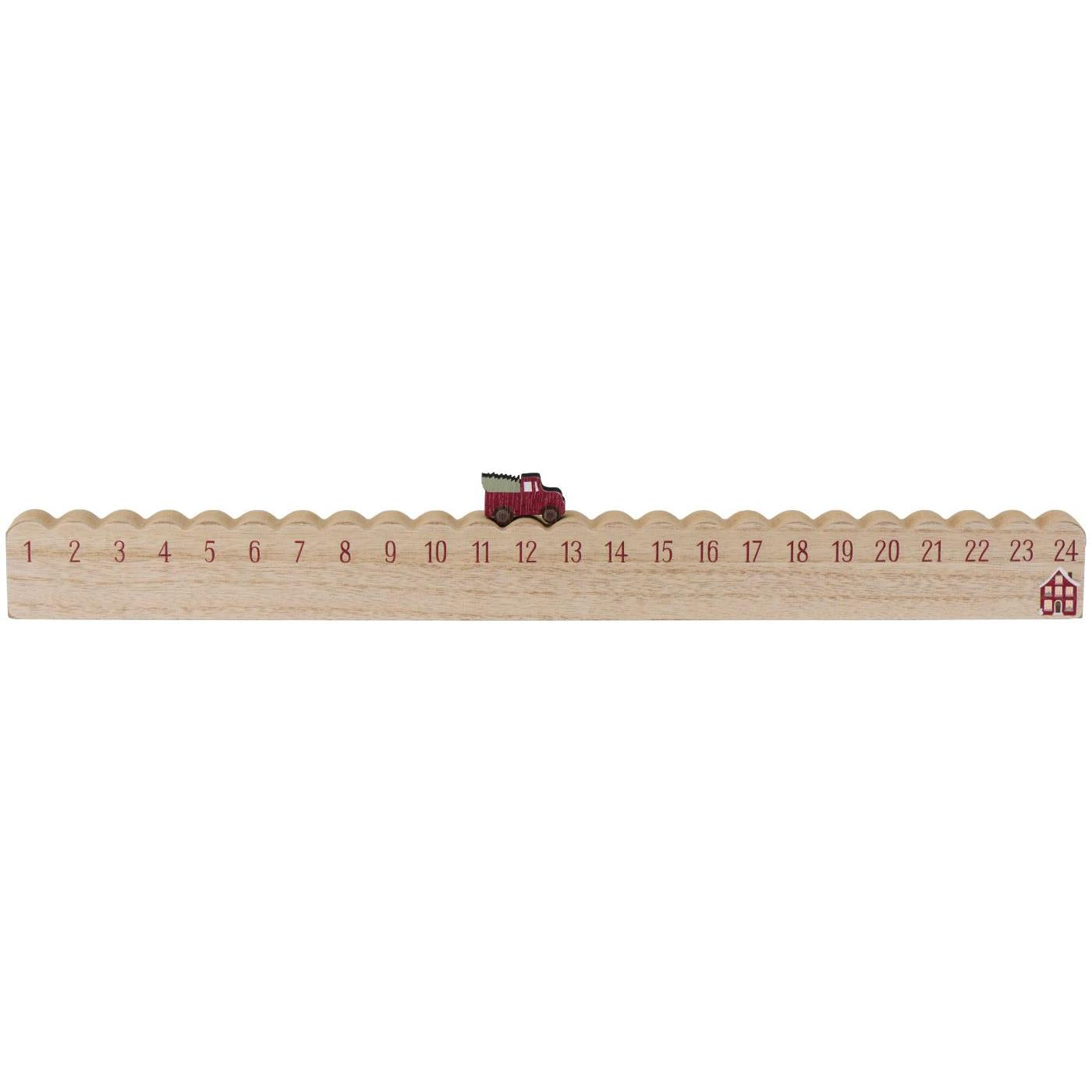 Weihnachtskalender "Lastwagen mit Weihnachtsbaum" - 50x2,5x4,7 cm (Natur)